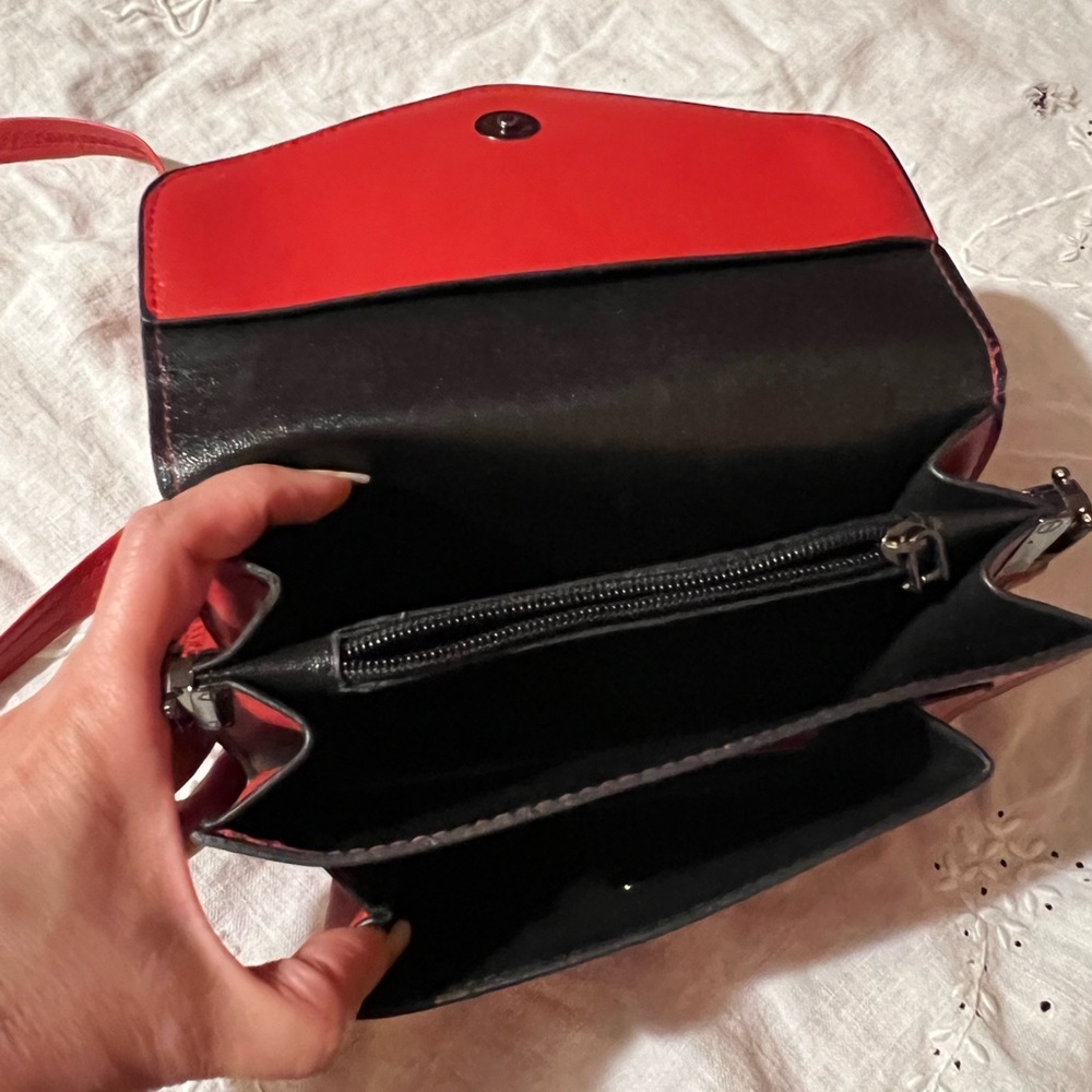Cherry Red small purse faux leather long strap - Picture 2 of 5